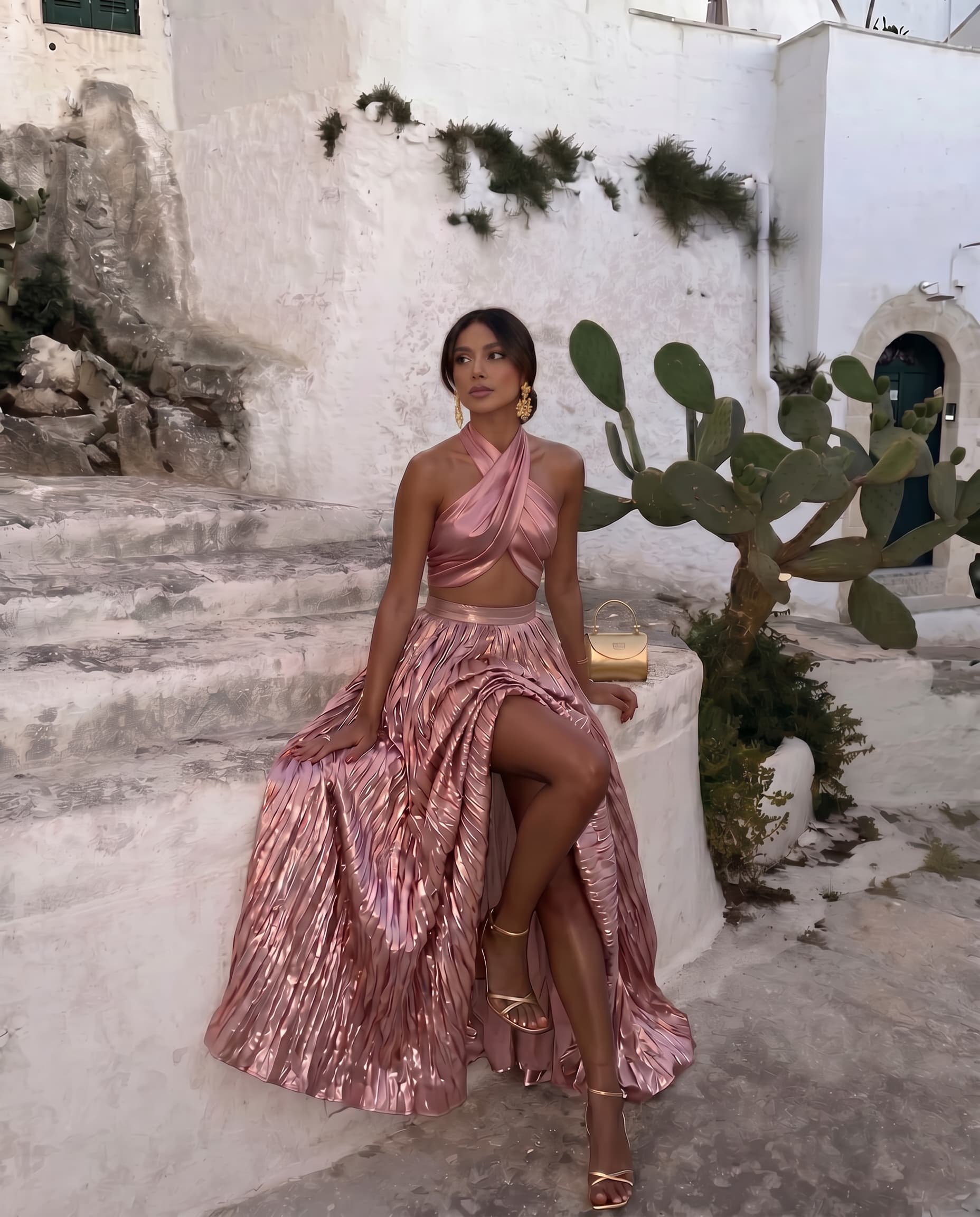 Pink Zari Satin Lehenga Set